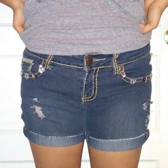 Handmade upcycle Blue Jeans /Shorts - Picture 2 of 4